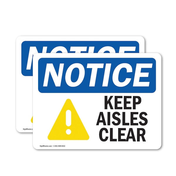 Signmission Keep Aisles Clear, 5 in W x Rectangle, Vinyl Decal OS-2PACK-NS-D-35-L-15841 - main